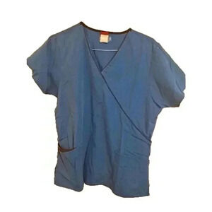 Dickies‎ Women's royal blue mock wrap scrub top large L